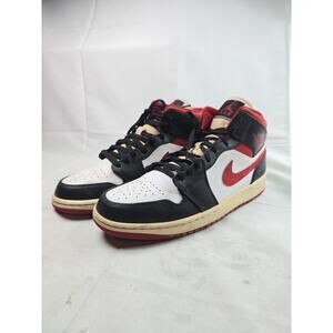 Nike Air Jordan 1 Shoes Mid White Black Red 554724-122 Mens Size 10
